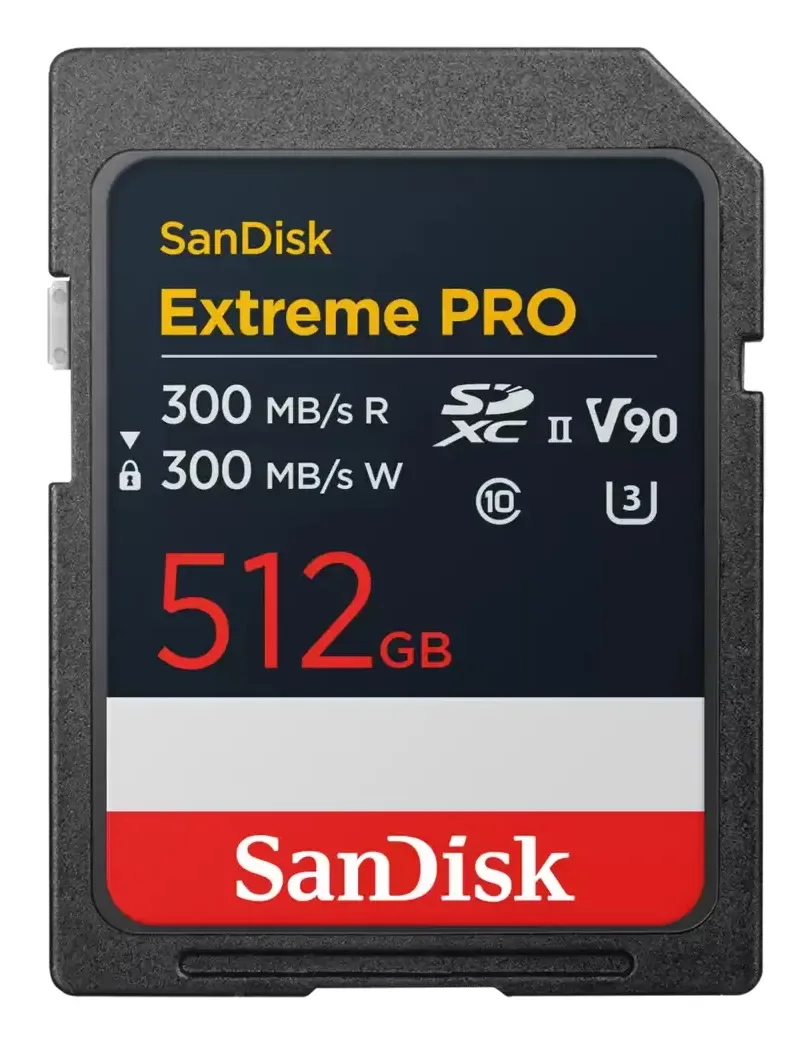 SanDisk Extreme PRO 512 Gt SDXC UHS-II U3 V90 -muistikortti, musta