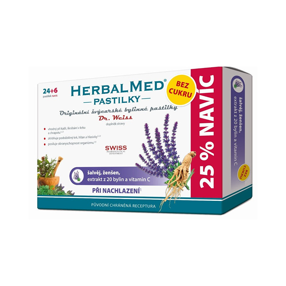 Simply you Dr. Weiss HerbalMed kylmäpastillit sokerittomat 24 pastillia + 6 ILMAISEKSI