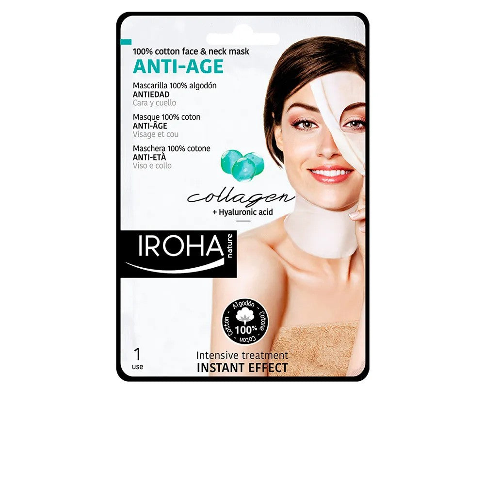 Iroha Nature Anti Age Cotton Collagen -kasvo- ja kaulanaamio 1 yksikkö