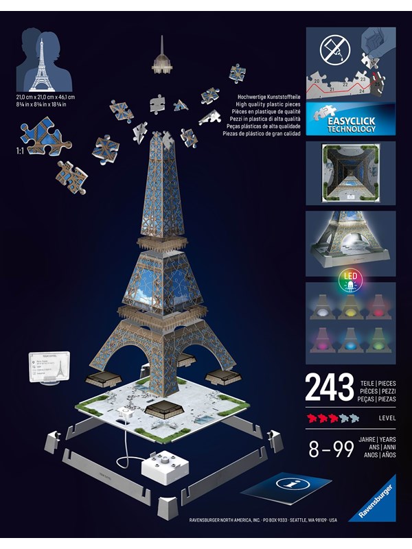 Ravensburger Eiffel Tower Light Up 3D Puzzle , 216pc 3D Palapeli