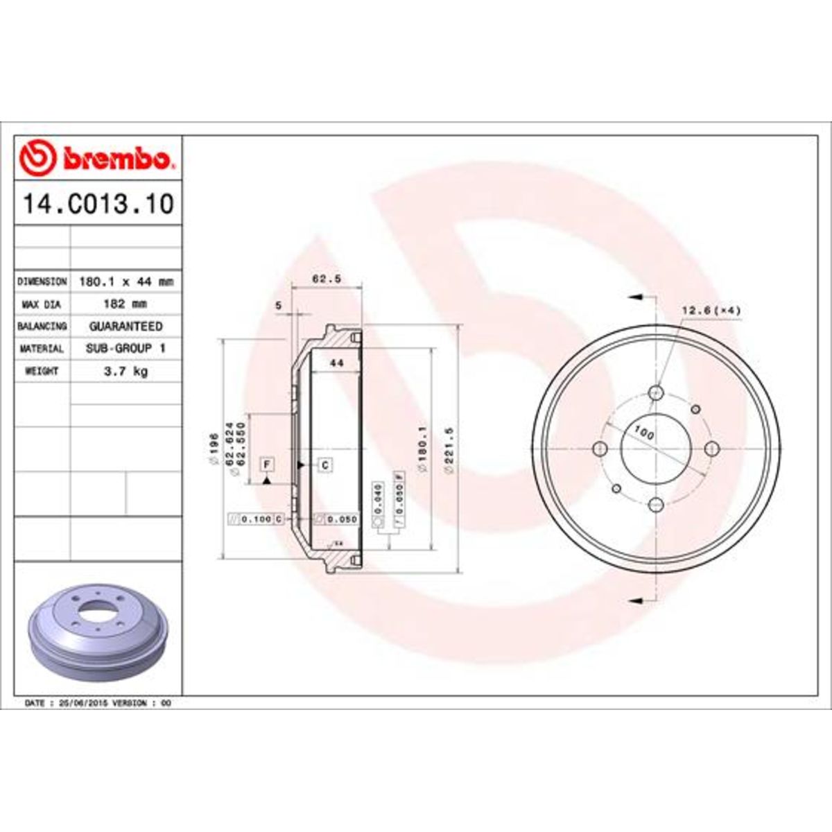 Jarrurumpu BREMBO 14.C013.10
