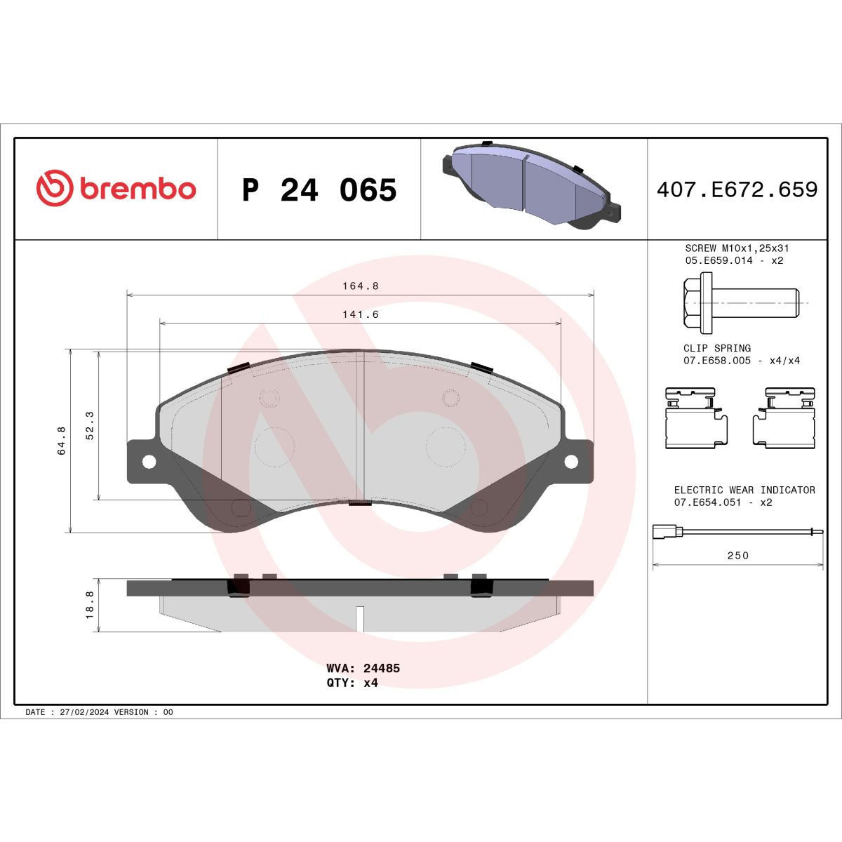 Jarrupalat, levyjarru BREMBO P 24 065