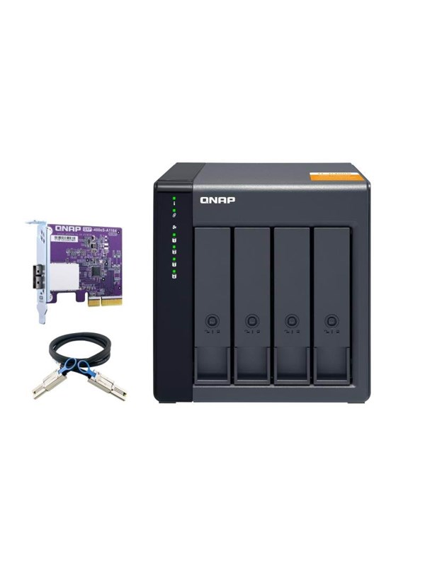 QNAP TL-D400S - JBOD-tallennuskotelo, Musta, Harmaa