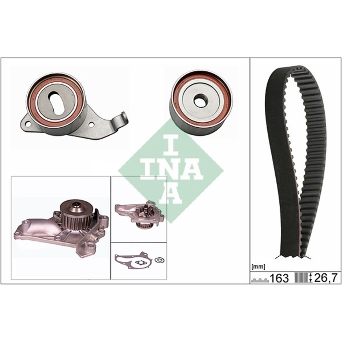 Vesipumppu + jakohihnasarja INA 530 0268 30