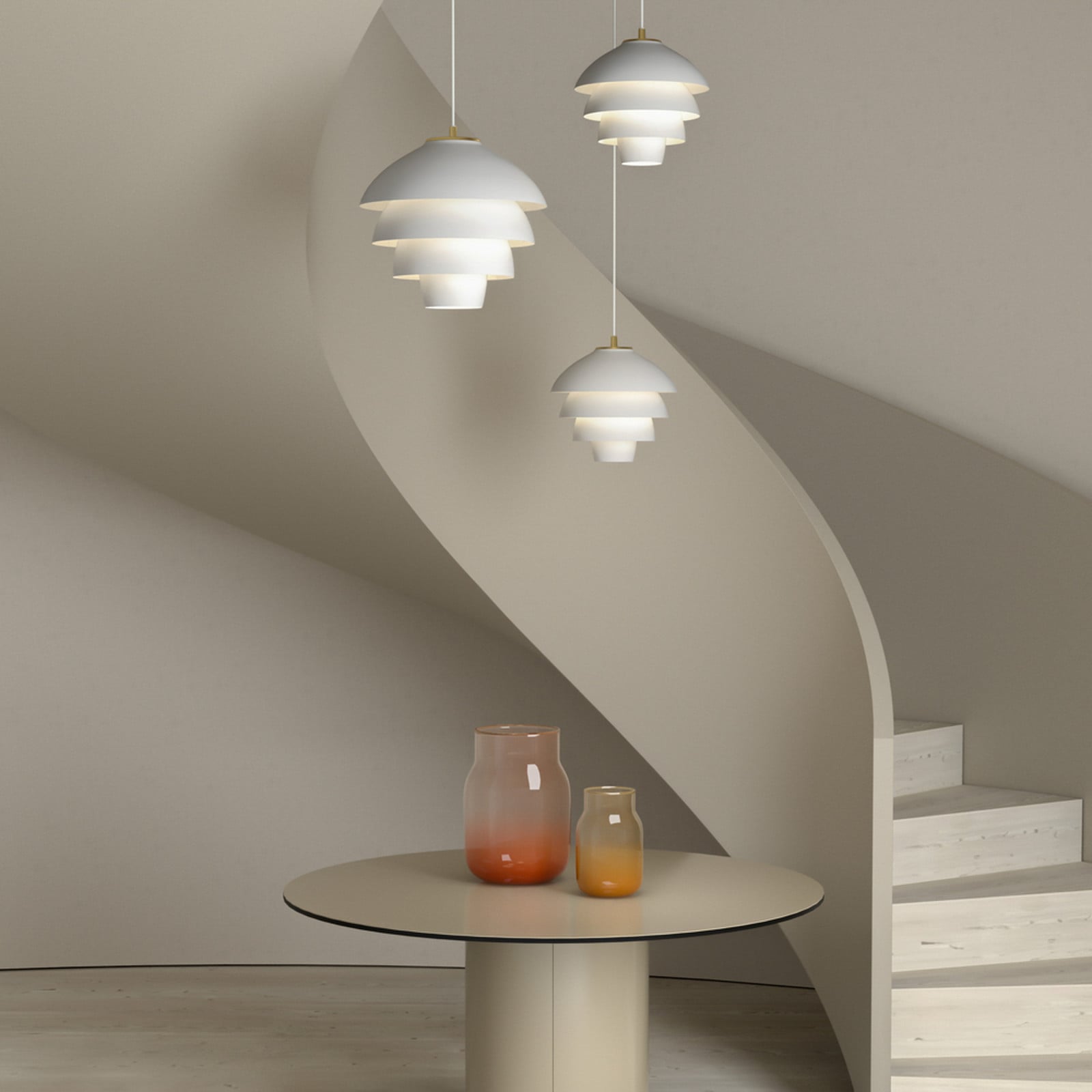 Valencia-riippuvalaisin, Ø 32 cm, valkoinen/messinki, E27 - Belid - Olohuone - Design - Metalli - Yksilamppuinen