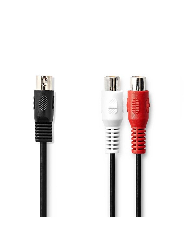 Nedis DIN Audiokaapeli | DIN 5-Pin uros | 2x RCA Naaras | Niklattu | 0.20 m | Pyöreä | PVC | Musta | Label