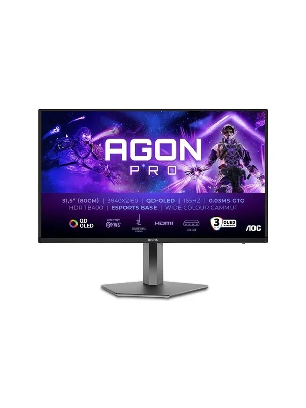 AOC AGON PRO AG326UD 31.5" 4K UHD, QD-OLED -pelinäyttö, USB hub
