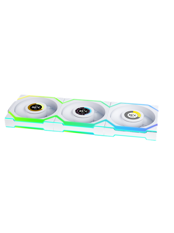 Lian Li UNI FAN SL Wireless LCD Reverse (3-pack) - Kotelotuuletin - 120mm - Valkoinen RGB LED valolla - 31 dBA