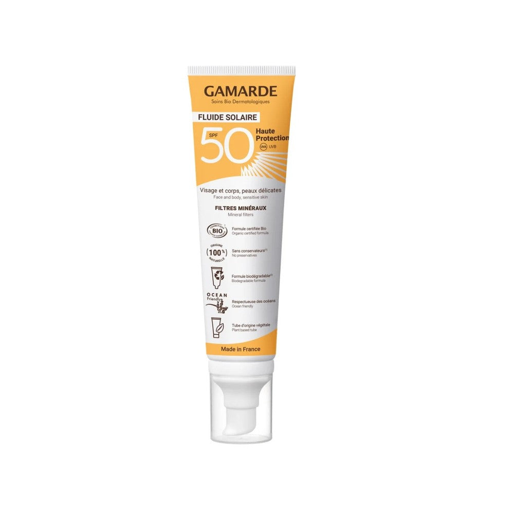 Gamarde - Solar Fluid SPF50 - Kasvot ja vartalo, herkkä iho - ORGANIC 100 ml