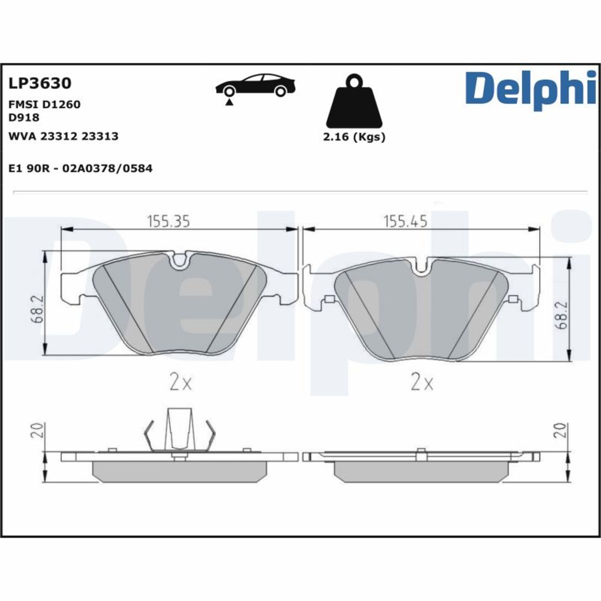 Jarrupalat, levyjarru DELPHI LP3630