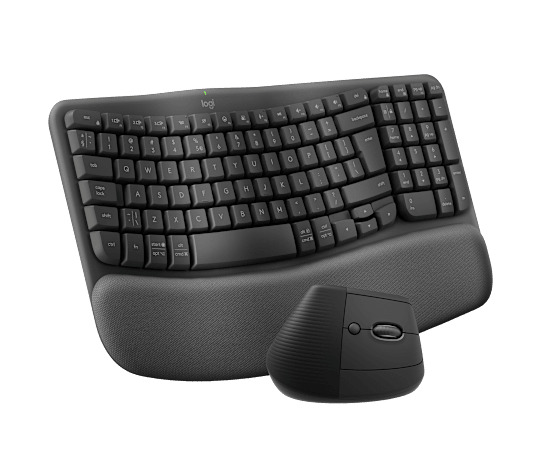 Logitech Wave Keys and Lift Combo - Näppäimistö ja Hiirisetti - Pohjoismainen - Musta