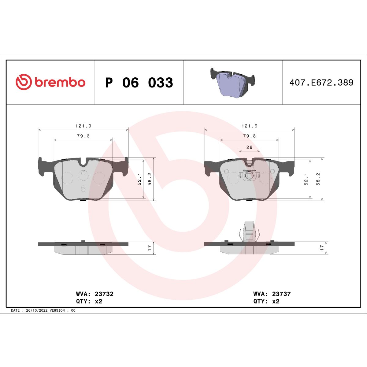 Jarrupalat, levyjarru BREMBO P 06 033