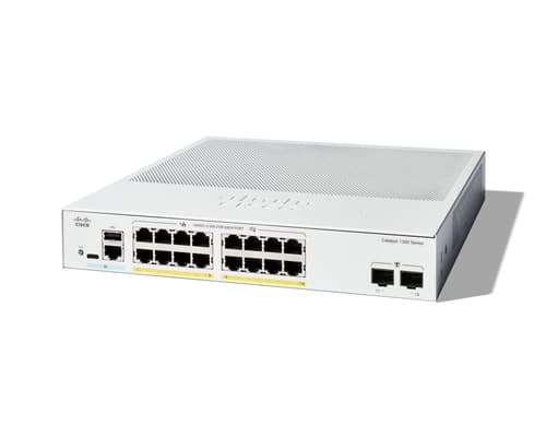 Cisco Catalyst 1300-16FP-2G - Hallittava Gigabit Ethernet -kytkin, valkoinen