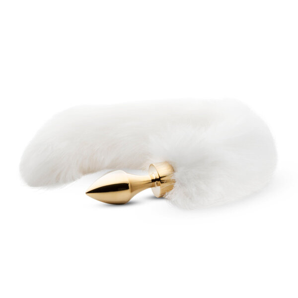Easytoys Fox Tail Plug Gold/White Anaalitappi hännällä