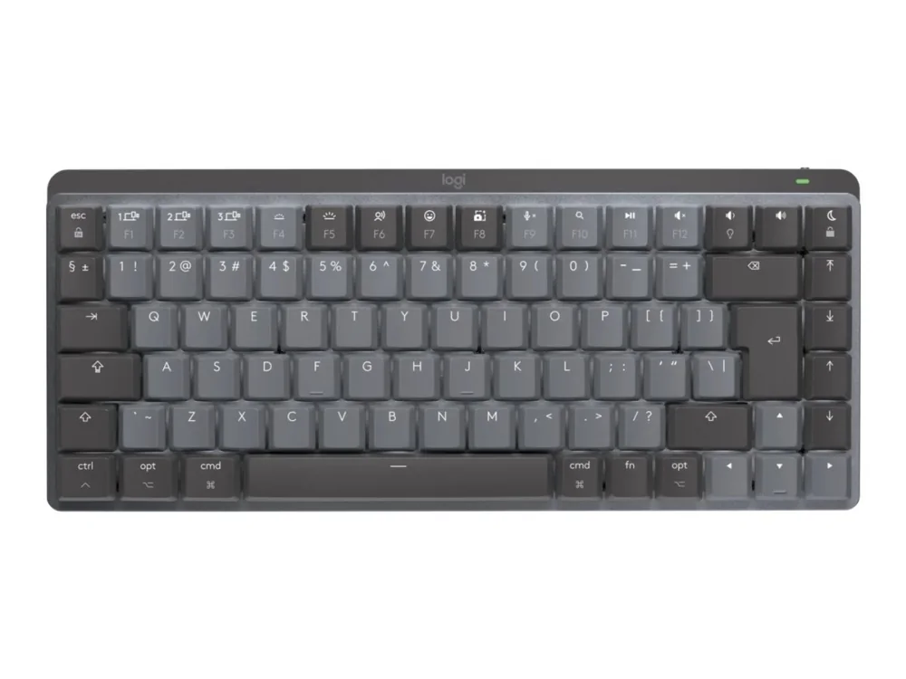 Logitech MX Mechanical Mini for Mac - Minimalist Wireless Illuminated Performance Näppäimistö Space Harmaa - US - Näppäimistö - Englanti (US) - Musta