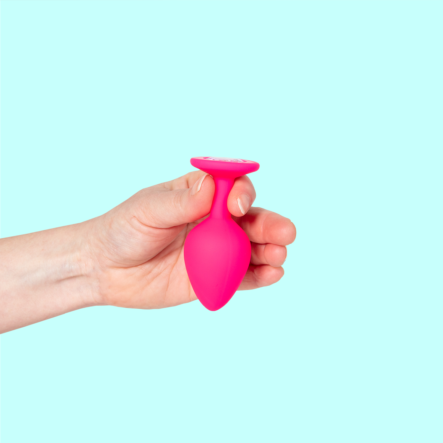 Silicone Plug With Gem Medium Pink Anaalitappi