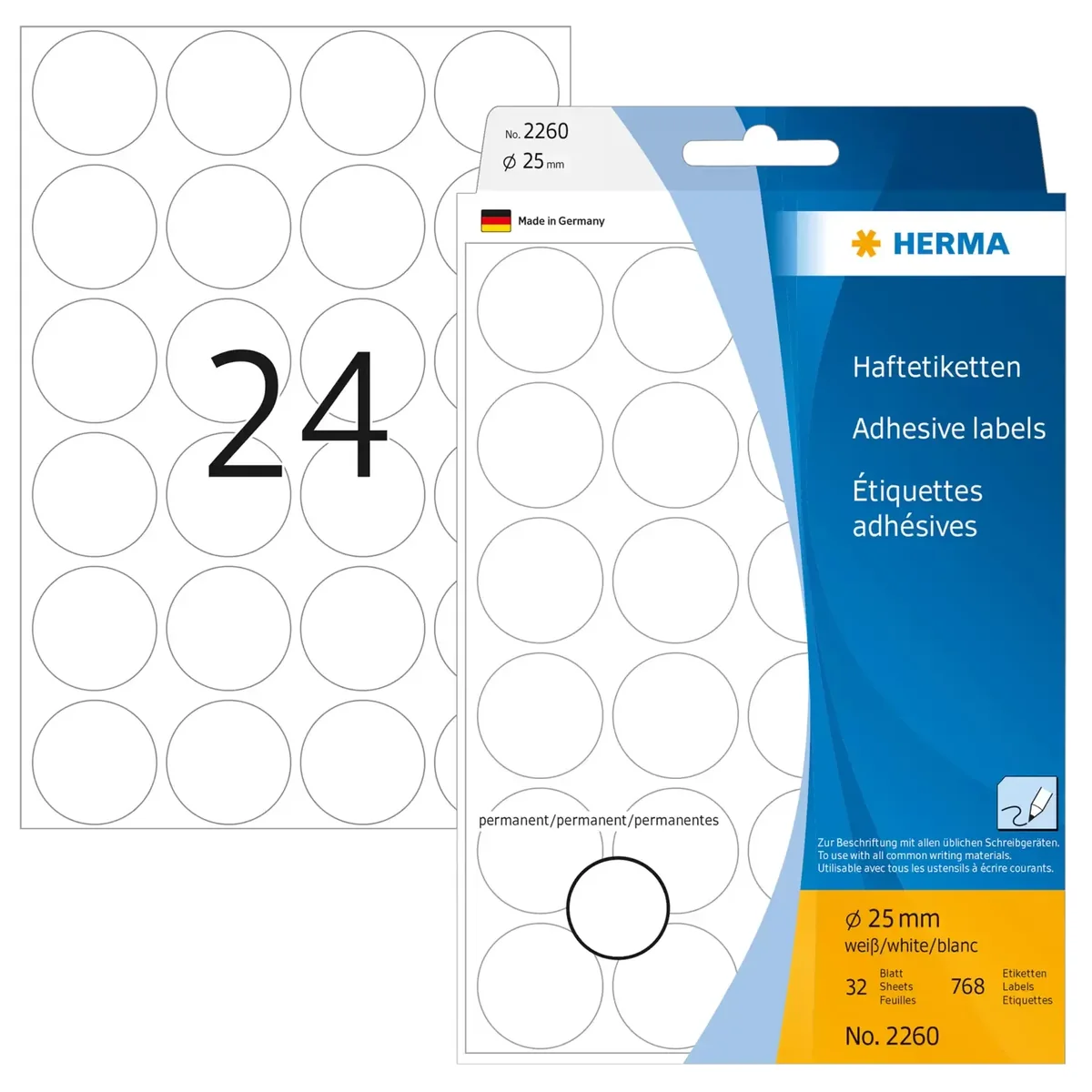 Herma label manual ø25 white (768)
