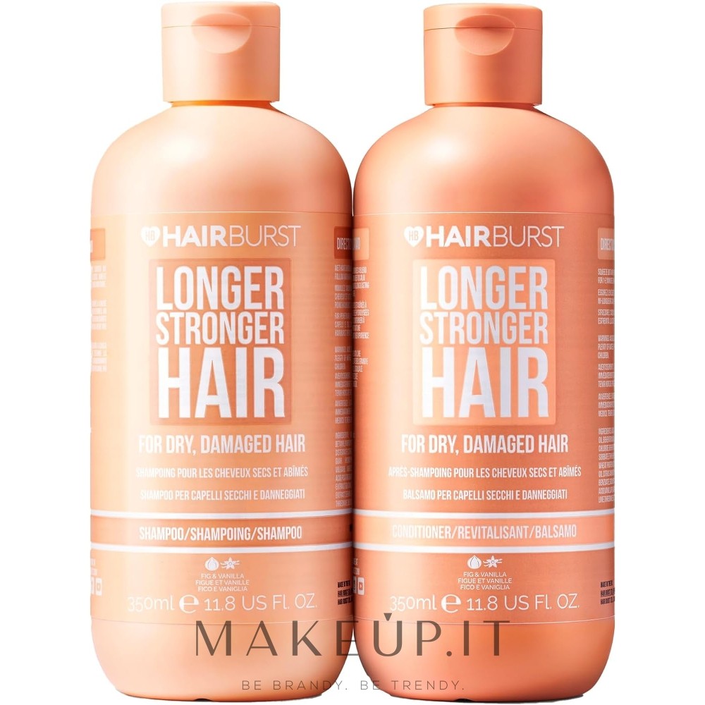 Hairburst Vahvempia ja pitkäkestoisempia hiuksia hoitava lahjasetti vaurioituneille ja kuiville hiuksille 2 × 350 ml