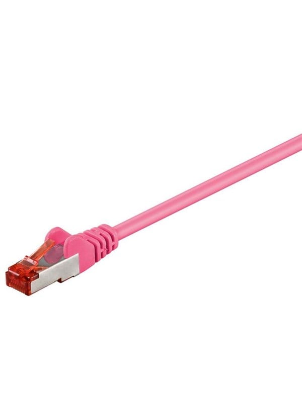 Goobay Patchkabel CAT 6, S/FTP (PiMF), magenta, 20 m kopparledare (CU), halogenfri kabelhölje (LSZH)