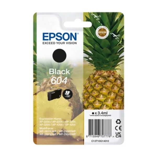 Epson 604 -mustekasetti, 3,4 ml, musta