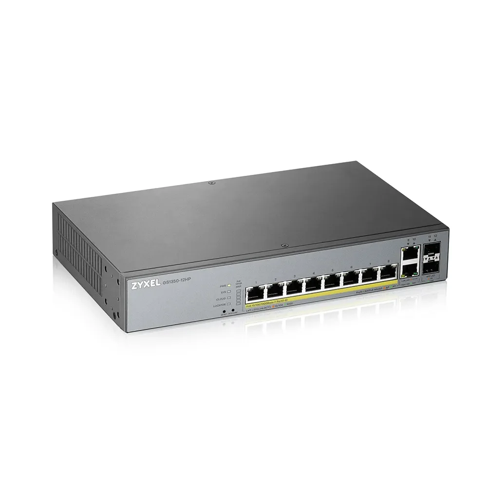 ZyXEL GS1350-12HP - Älykäs hallittava Gigabit Power over Ethernet -kytkin, Harmaa