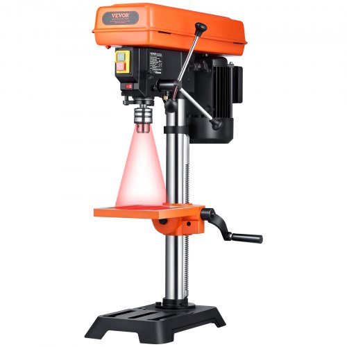 VEVOR 254 mm Benchtop Drill Press, 550W Induction Motor, Tabletop Drilling Machine with 550 / 950 / 1500 / 2000 / 2500 RPM Adjustable Speed, 0-45° Tilting Worktable, X-Ray Positioning, for Wood Metal