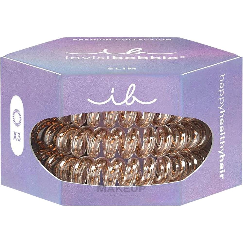 Invisibobble Slim Premium Hair Elastics Bronze Me Pretty 3 Pieces