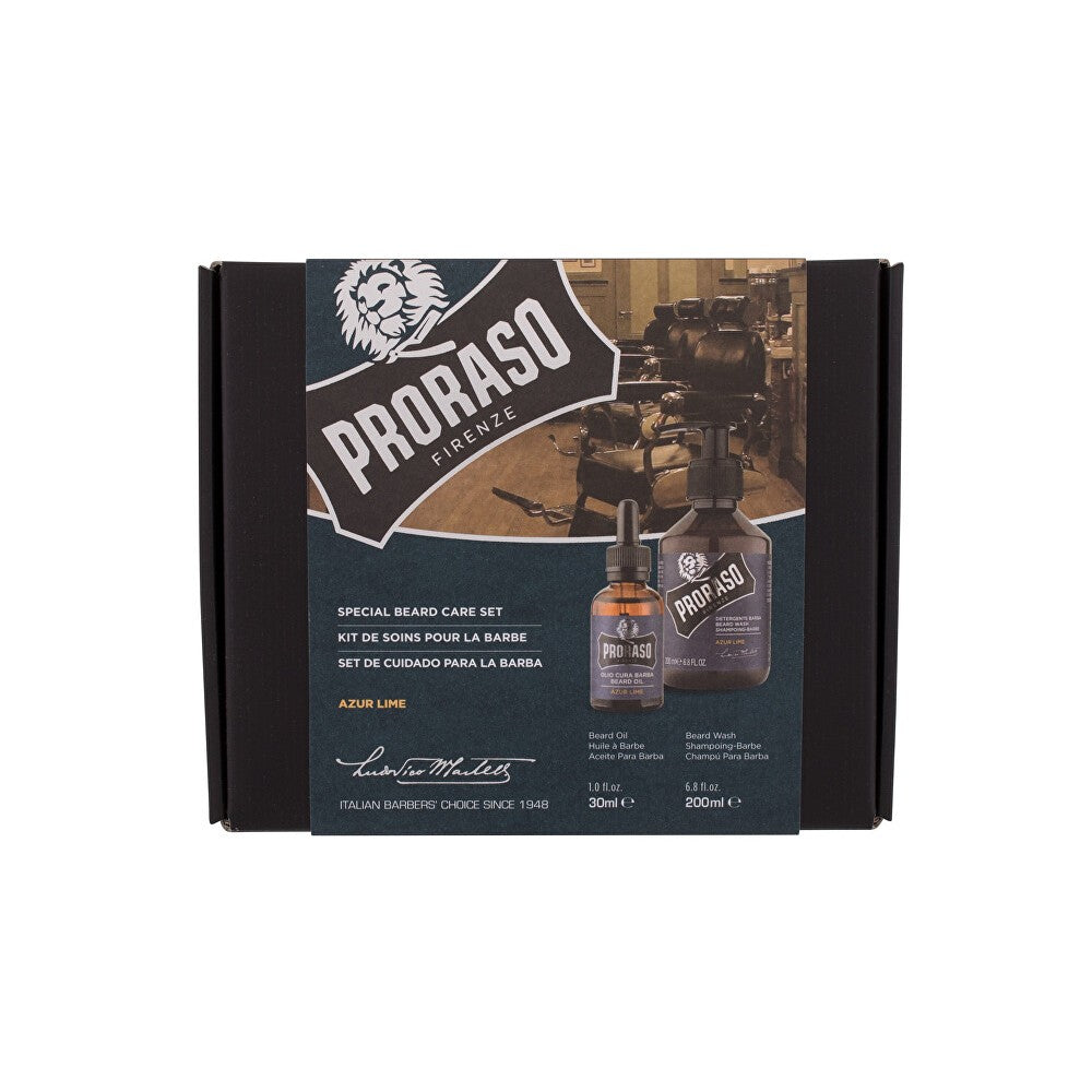 Proraso Azur Lime 30 ml + 200 ml — Kit cura barba