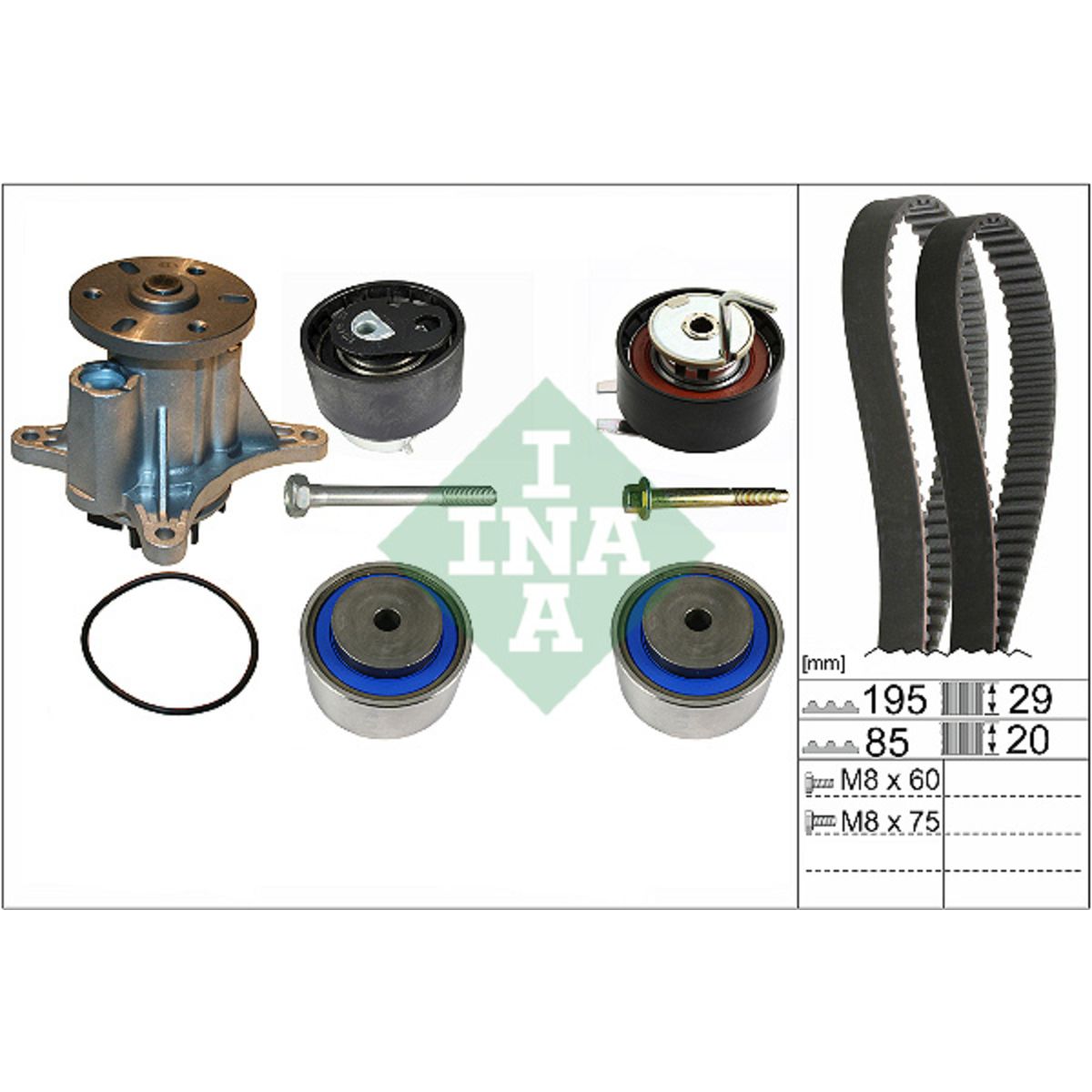 Vesipumppu + jakohihnasarja INA 530 0764 30