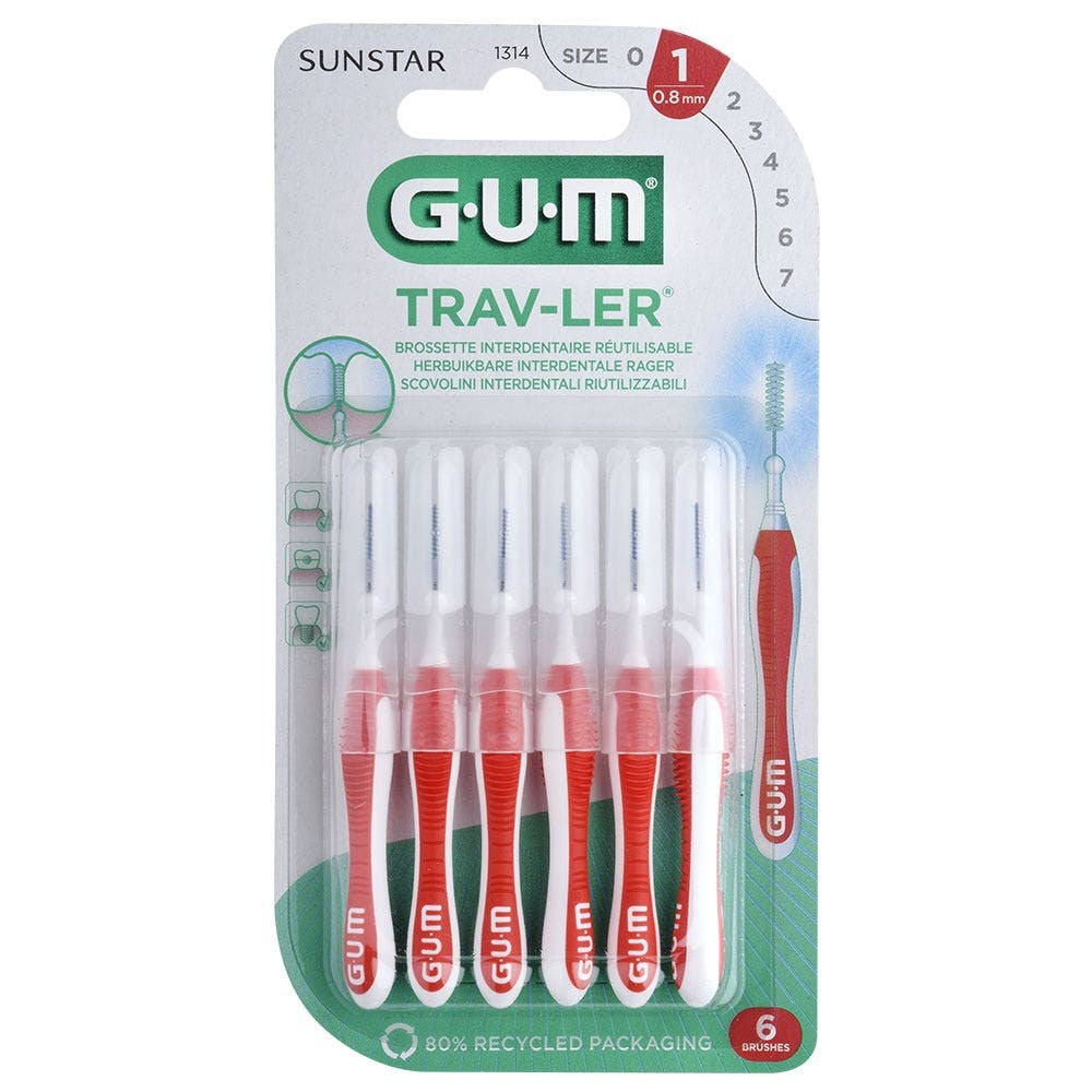 Sunstar Gum Trav-Ler Iso1 1314 hammasväliharja 0,8 mm 6 kpl