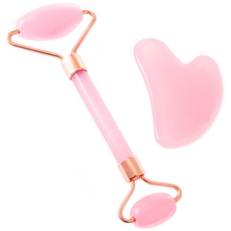 Stone gua sha pink hierontalaite kasvohierontasarja