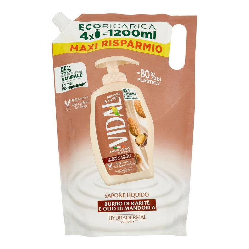 Vidal Nestesaippua Täyttöpakkaus 1200 ml Karite