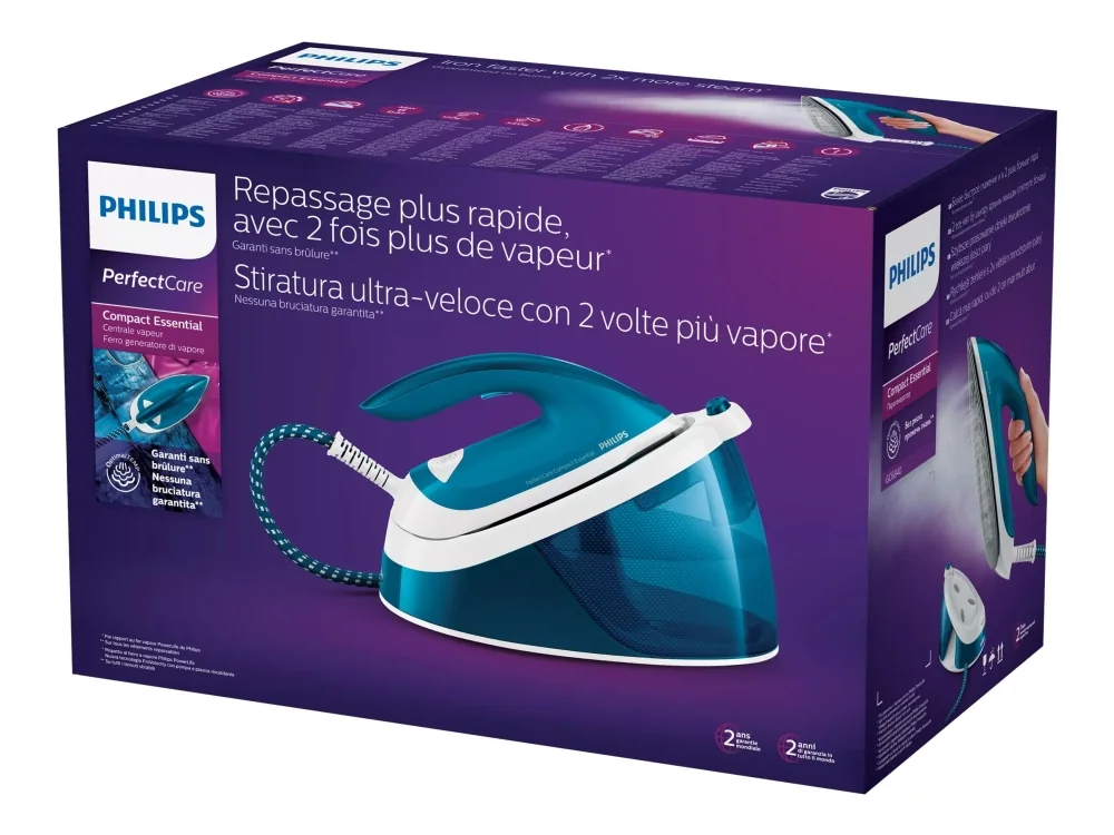 Generaattoripari Philips Philips PerfectCare Compact Essential GC6840/20 Höyrysilitysrauta, 2400 W, 360 g/min, SteamGlide-pohja, 6 baaria, 1,3 L, 120 g/min
