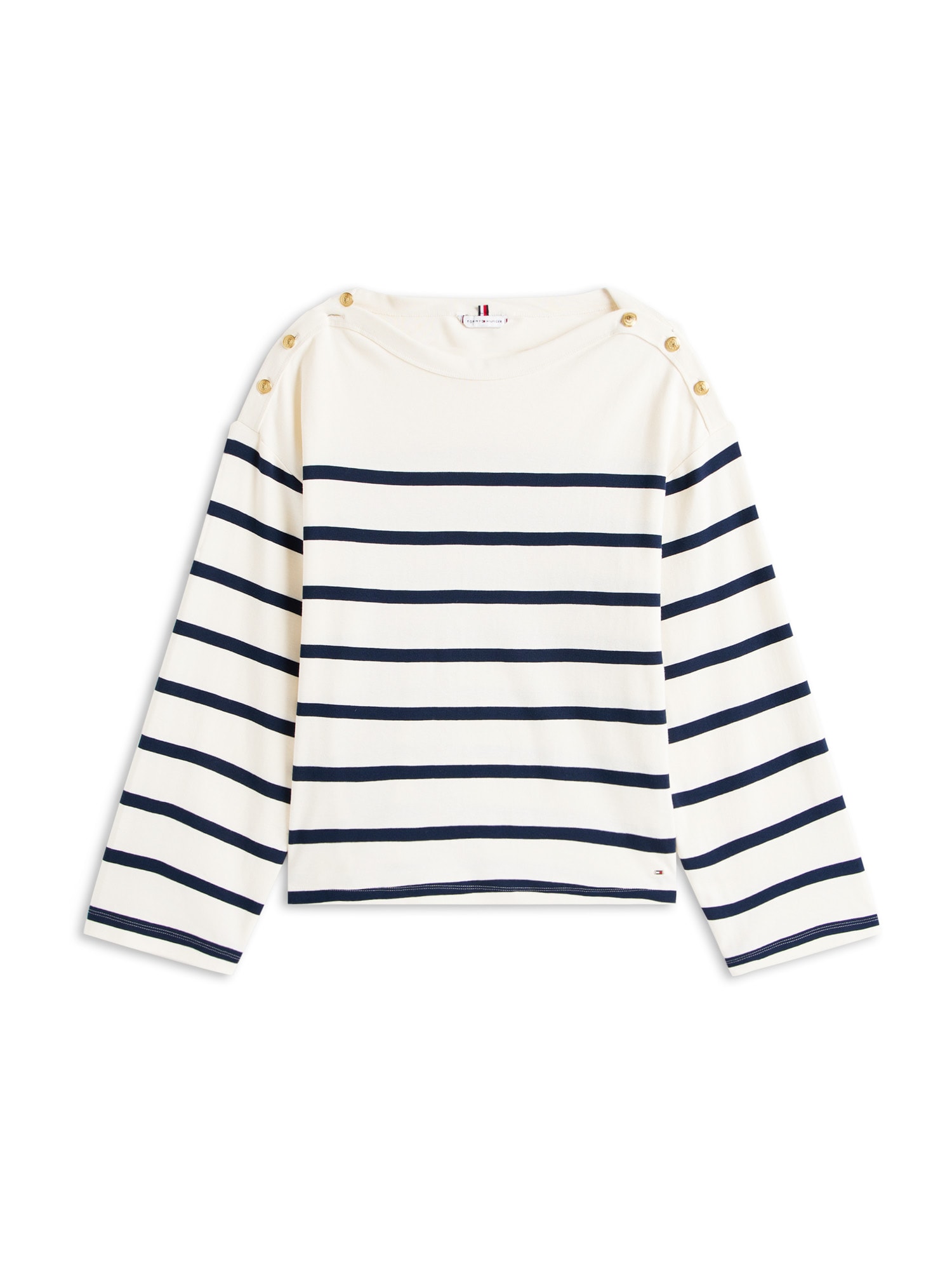 T-paidat pitkillä hihoilla Tommy Hilfiger  LWK GOLD BUTTON BOAT-NK LS TEE  EU XS