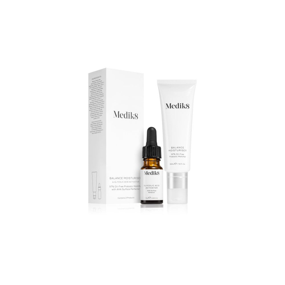 Medik8 Tasapainon aktivaattori kosteuttava hoito kasvot mustia pisteitä vastaan glykolihapolla 50 ml