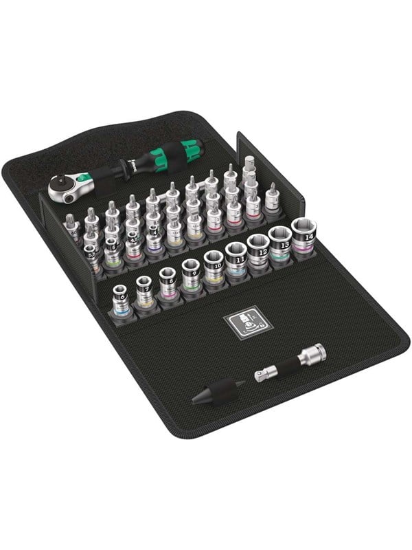 Wera 8100 SA All-in Zyklop Speed Ratchet Set 1/4" ajo pidätysfunktiolla metrinen 42 osaa