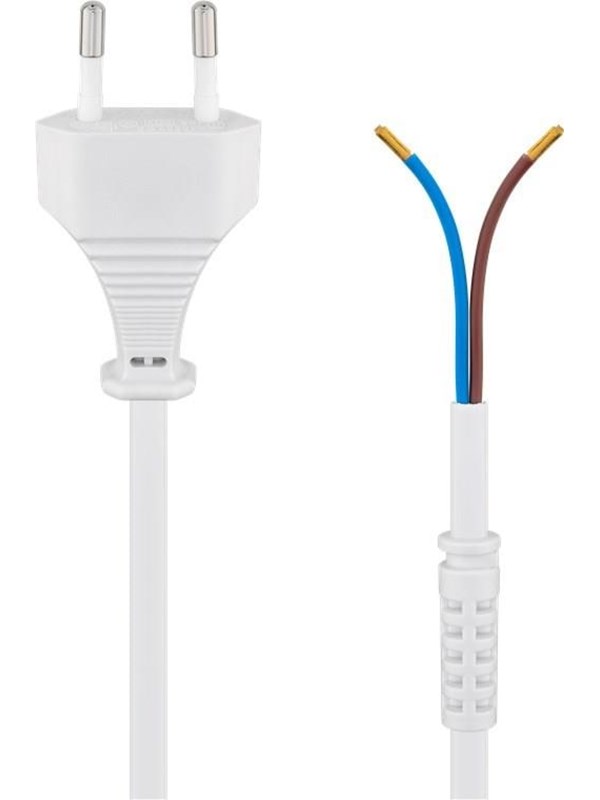 Goobay Kabel med euro-kontakt för montering, 1,5 m, vit Euro-kontakt (typ C, CEE 7/16) > lösa kabeländar