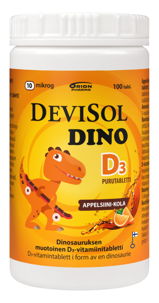 Devisol Dino appelsiini-kola 10 mcg purutabl 100 kpl