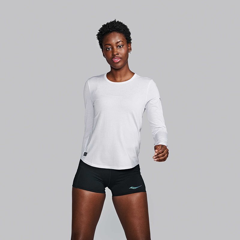 Saucony Stopwatch Long Sleeve W Aster Heather - XS