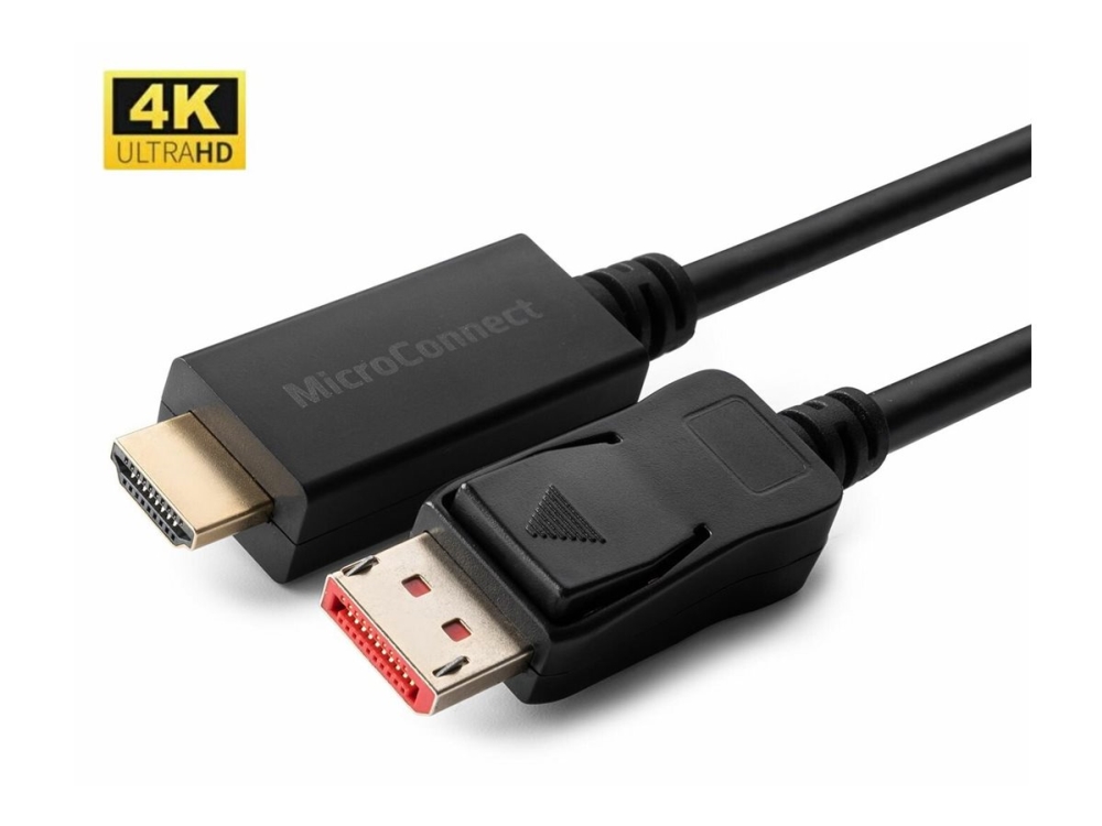 MicroConnect DisplayPort – HDMI -kaapeli, jossa 4K, 2 m, musta