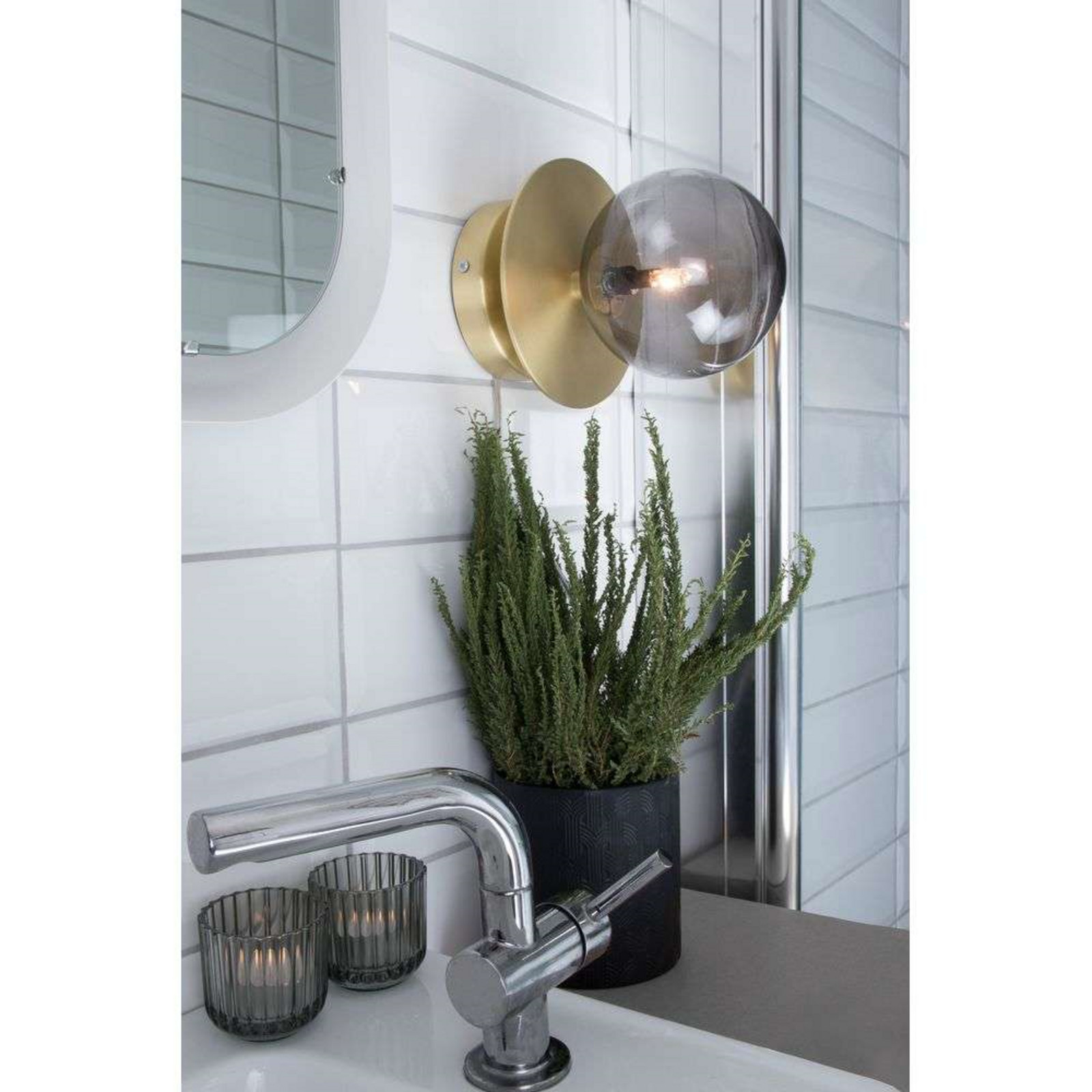 Art Deco -seinä-/kattovalaisin, IP44, messinki - Globen Lighting - Olohuone - Design - Metalli - Yksilamppuinen