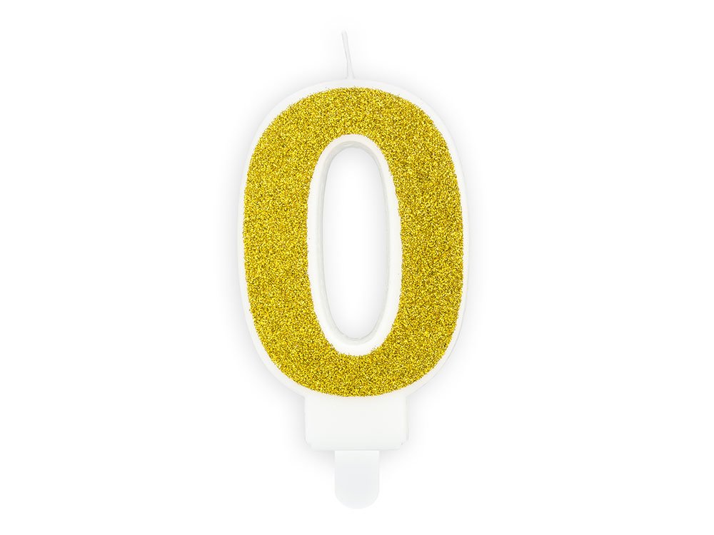 Kullanväriset Kakkukynttilät Numero Kimalle - Numero 0