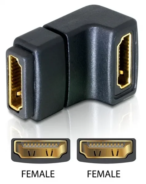 Delock HDMI naaras – naaras -kulmasovitin, musta
