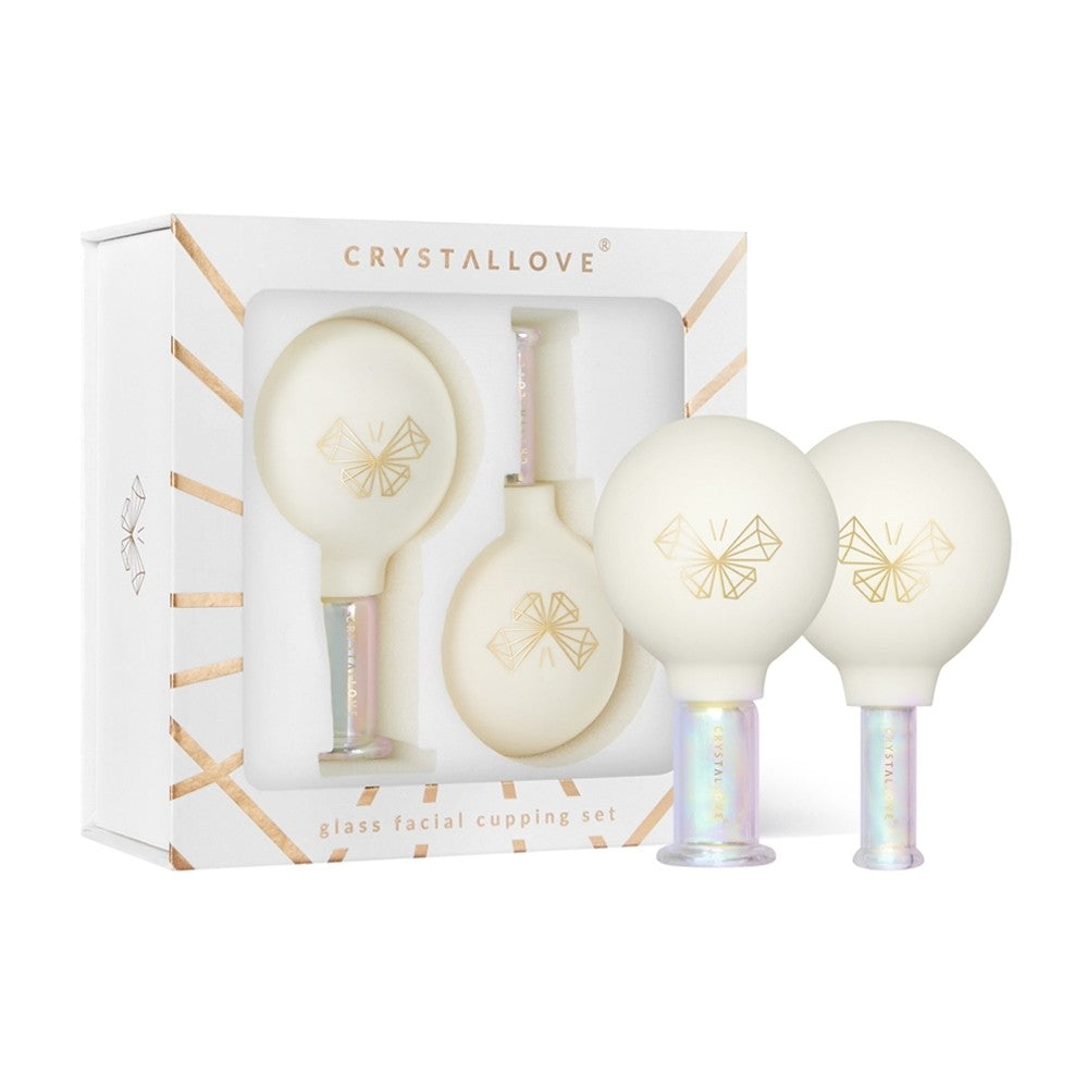 Crystallove Glass Cupping -hierontatyökalusarja kasvoille, kaulalle ja dekolteelle 2 osaa