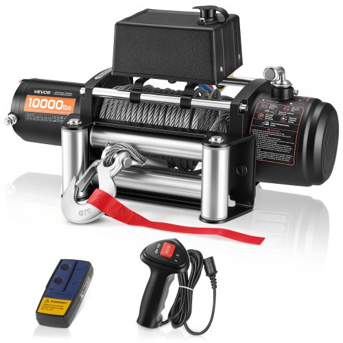 VEVOR Electric Winch, 4500 kg Load Capacity, 12V DC Truck Winch with Φ8.3 mm x 19.8 m Steel Rope, Wireless & Wired Remote Control, IP55 Waterproof for Towing SUV Jeep Trailer Boat Off-Road Vehicle