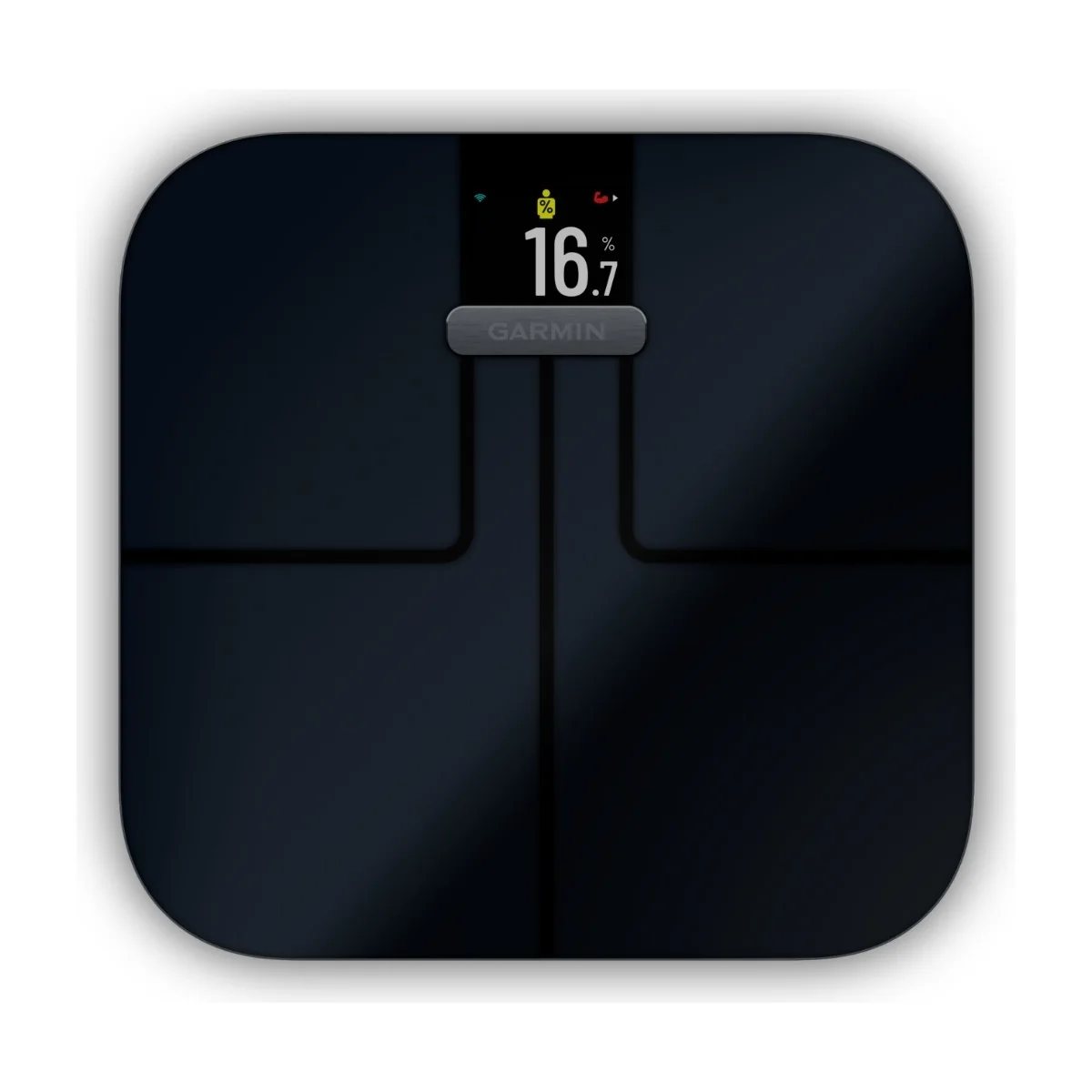 Garmin Index S2, Sähkökäyttöinen henkilövaaka, 181,4 kg, Musta, kg/lb, Suorakulmio, 16 käyttäjä (t)
