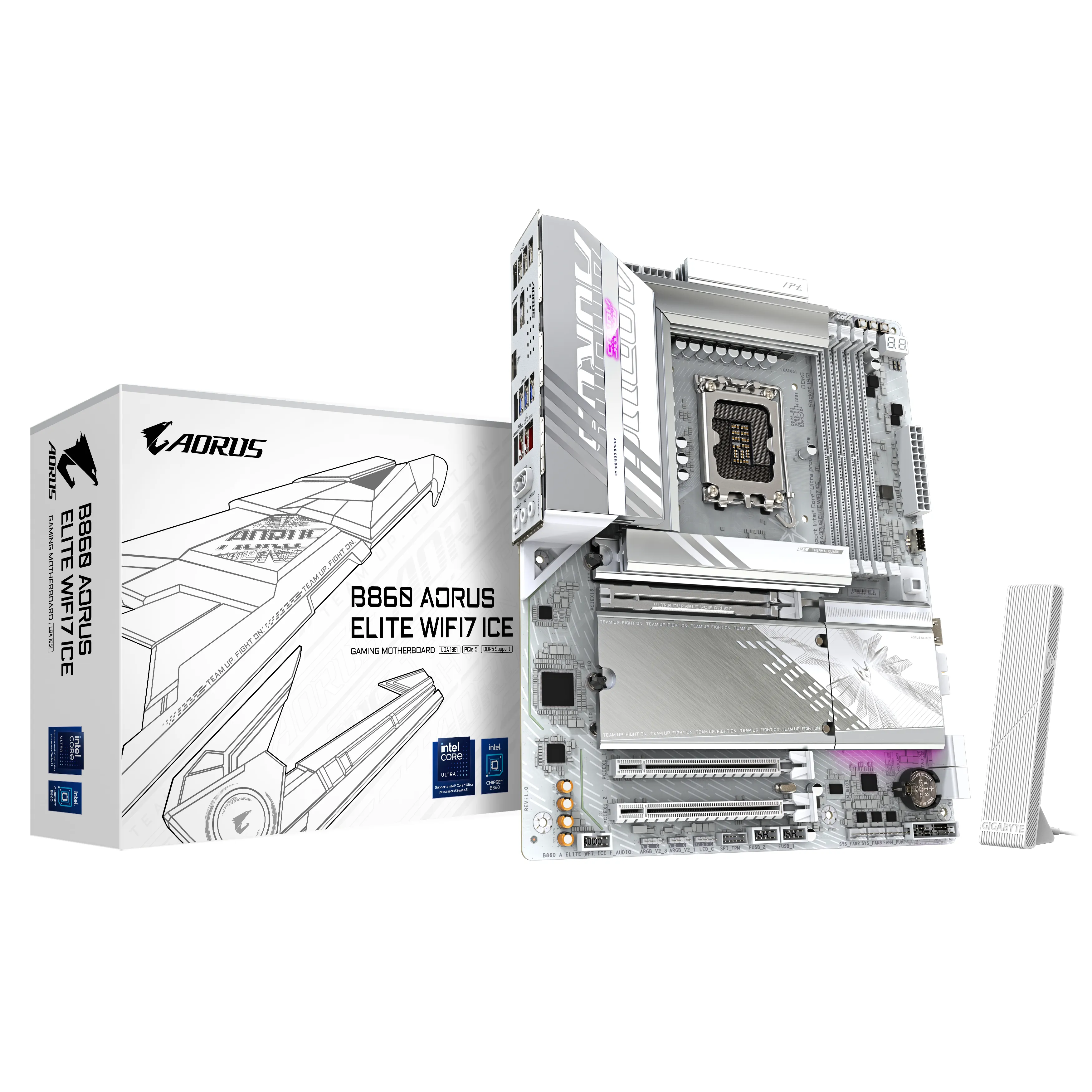 GIGABYTE B860 AORUS ELITE WIFI7 ICE Emolevy - Intel B860 - Intel LGA1851 - DDR5 RAM - ATX
