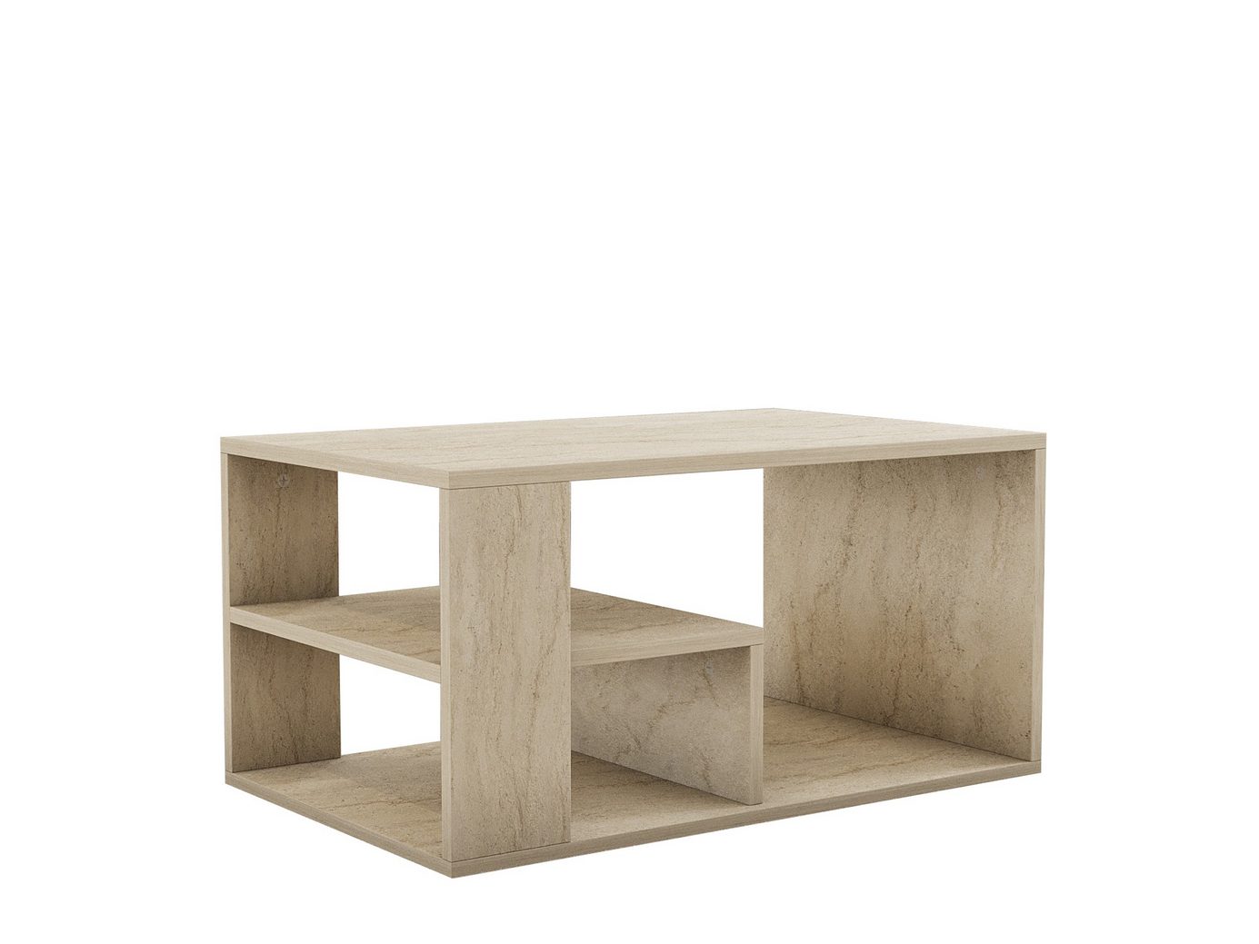 Norda Design Moderni sohvapöytä seinäkiinnityksellä, travertiininvärinen, 80x50x40 cm | 100% melamiinipinnoitettu, 18 mm paksu, lisäsäilytystila ja...