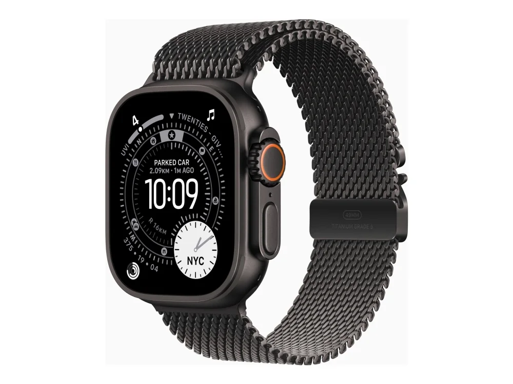 Apple Watch Ultra 3 GPS + Cellular 49mm Black Titanium Case with Black Titanium Milanese Loop - Small