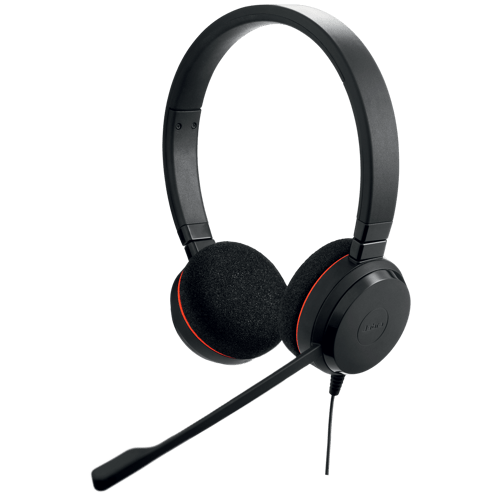 Jabra Evolve 20 Stereo MS -kuulokemikrofoni + USB-A/C-sovittimet, musta